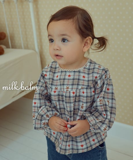 6[予約]milkbalm check bear blouse