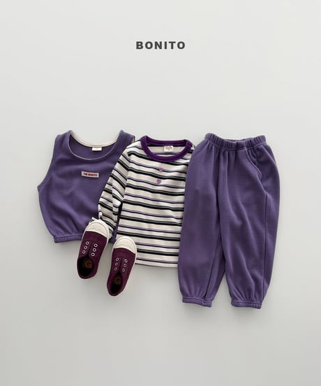 51[予約]bonito heart button stripe tee