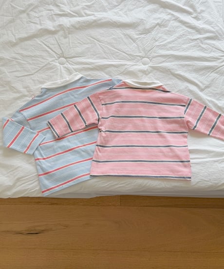 18[予約]ninibello milkey stripe collar tee