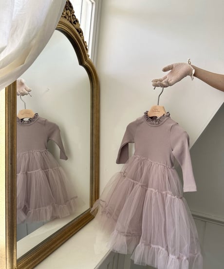 3[予約]monbebe ribbed tulle ops