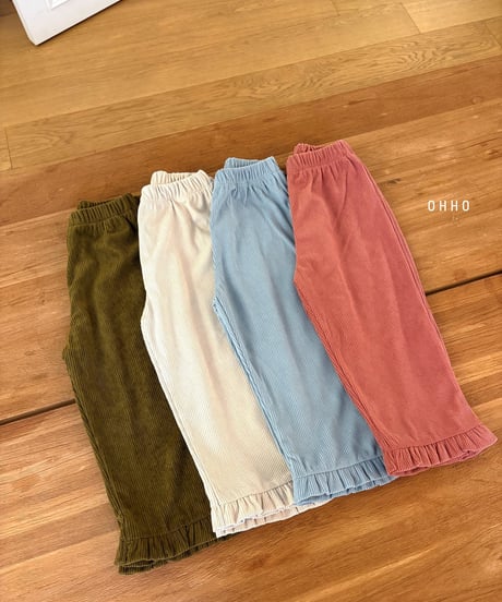 22[予約]ohho soft corduroy frill pants
