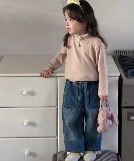 2[予約]aiai lace pocket denim pants