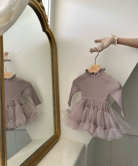 4[予約]monbebe ribbed tulle suit