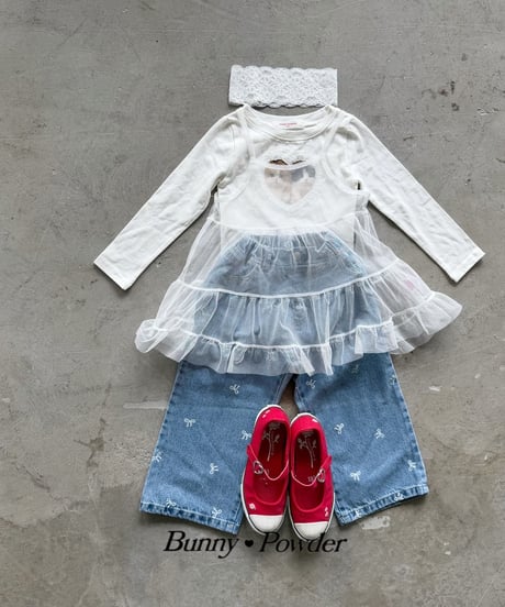49[予約]bunny powder ribbon denim pants