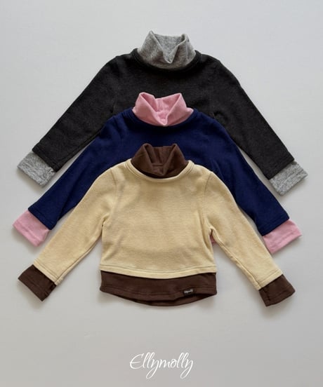50[予約]ELLYMOLLY brush color block polar t-shirt
