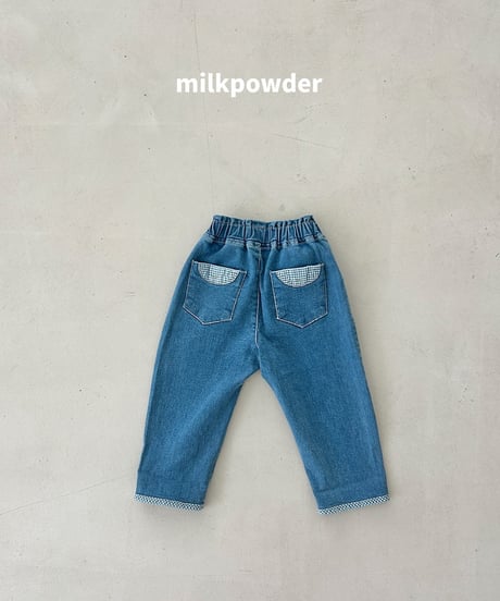 15[予約]milkpowder chex denim pants