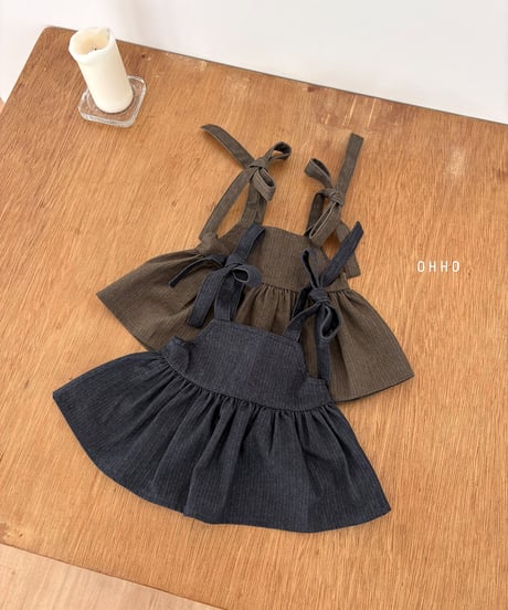 19[予約]ohho herringbone denim strap blouse