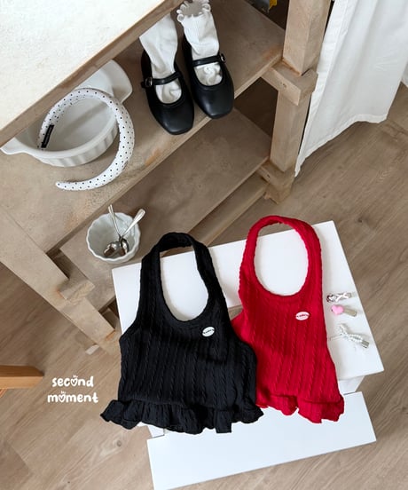 3[予約]second moment cable knit halter neck knit