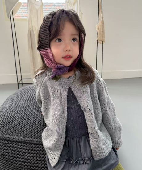 4[予約]aiai flora punching knit cardigan