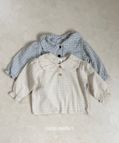 3[予約]mimi market check balloon blouse