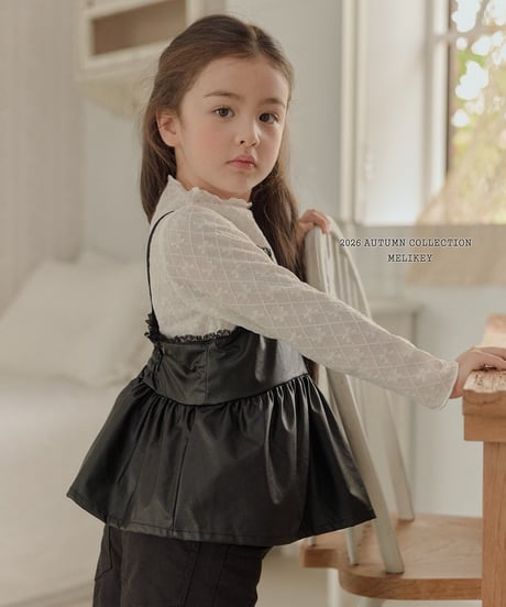 5[予約]melikey frill ribbon mesh t-shirt