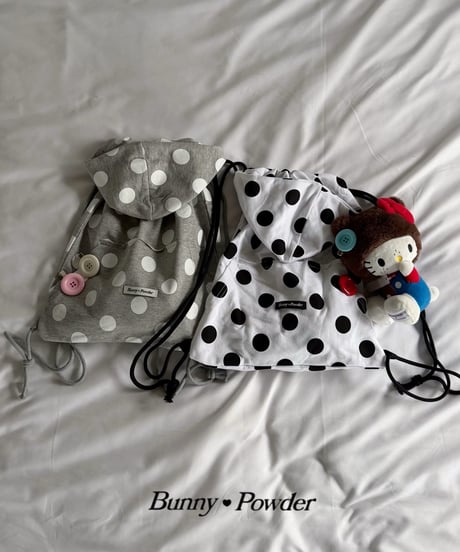 82[予約]bunny powder polka dot hood bag