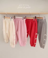 20[予約]petit&petit fleece line ribbon jogger pants