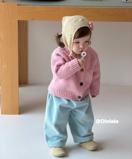 33[予約]ololala teddy bear embroidery knit cardigan