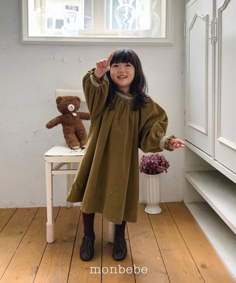 12[予約]monbebe corduroy smock dress