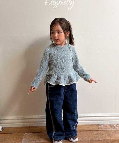 7[予約]ELLYMOLLY linework fleece denim pants