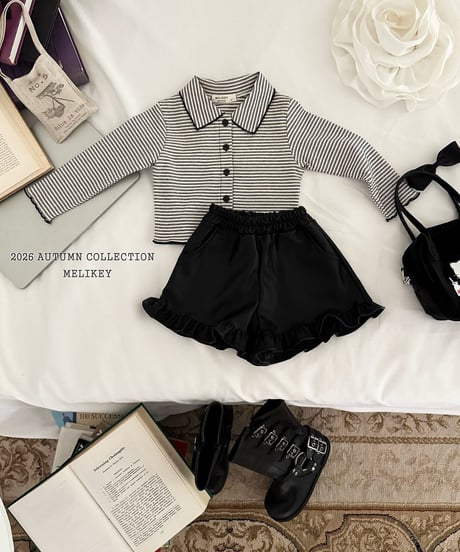 32[予約]melikey leather frill pants