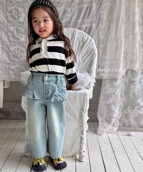 26[予約]poisson pleated denim skirt pants