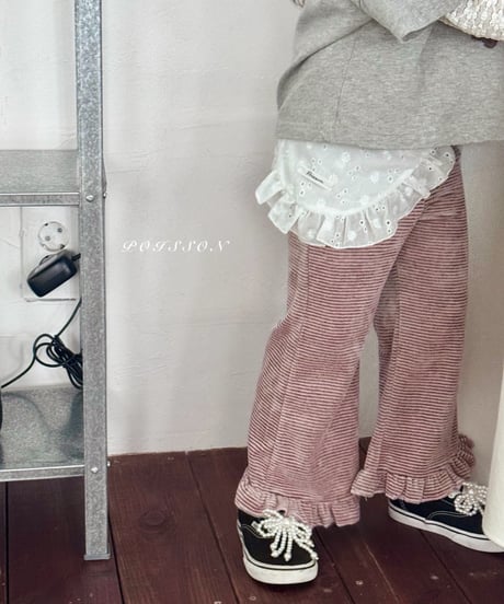 32[予約]poisson frill striped pants