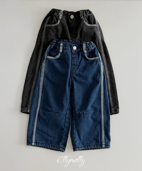 7[予約]ELLYMOLLY linework fleece denim pants