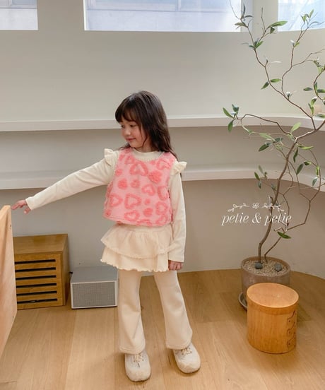 17[予約]petit&petit rose ribbed cancan skirt leggings
