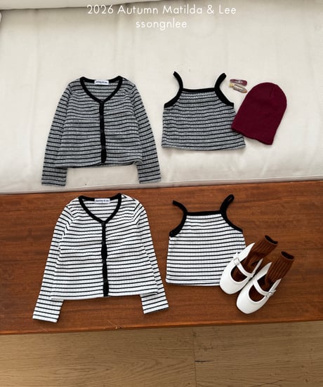 78[予約]matilda&lee wrap stripe cardigan set