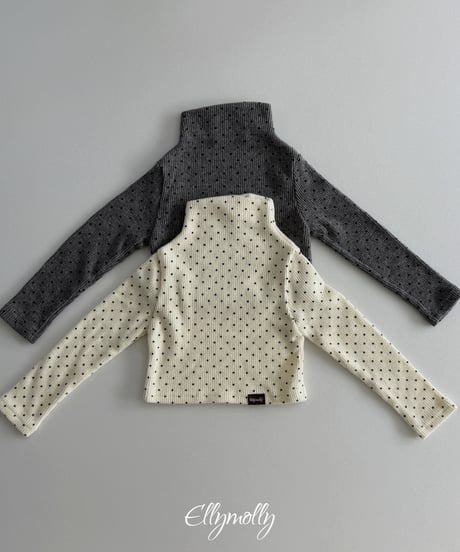 49[予約]ELLYMOLLY dot brushed mock turtleneck t