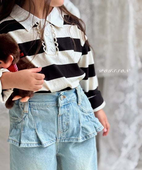 26[予約]poisson pleated denim skirt pants