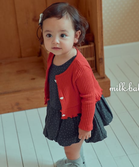 1[予約]milkbalm heart rib cardigan set