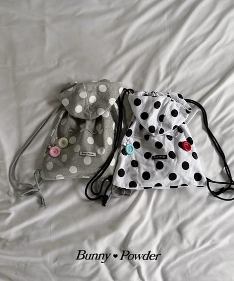 82[予約]bunny powder polka dot hood bag