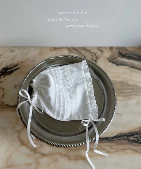 12[予約]monbebe satin pintuck bonnet