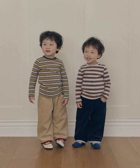 12[予約]送料無料 the beige multi stripe tee