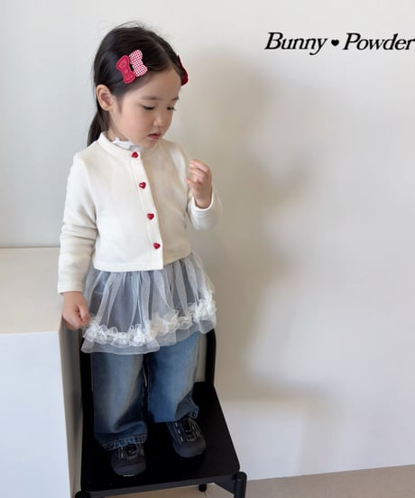 22[予約]bunny powder heart button cardigan