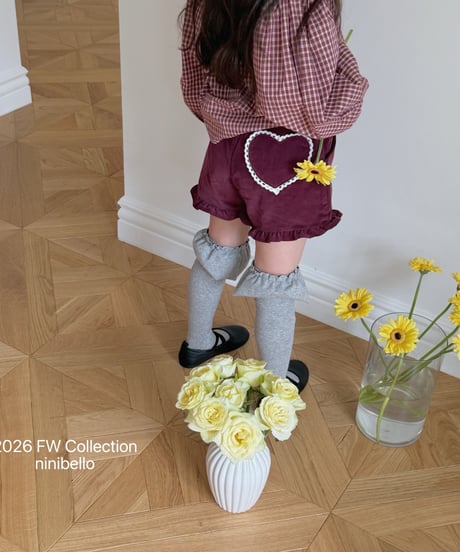 29[予約]ninibello heart corduroy frill pants