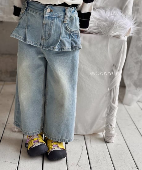 26[予約]poisson pleated denim skirt pants