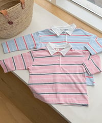 18[予約]ninibello milkey stripe collar tee