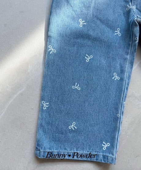 49[予約]bunny powder ribbon denim pants