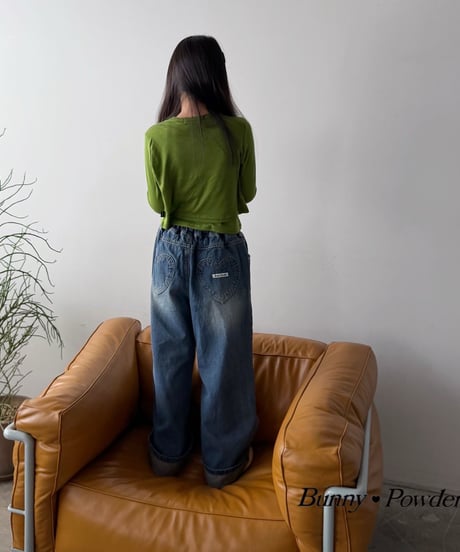 47[予約]bunny powder heart denim pants