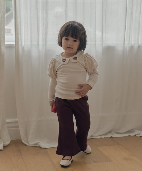 30[予約]送料無料 the beige ribbed bootcut pants