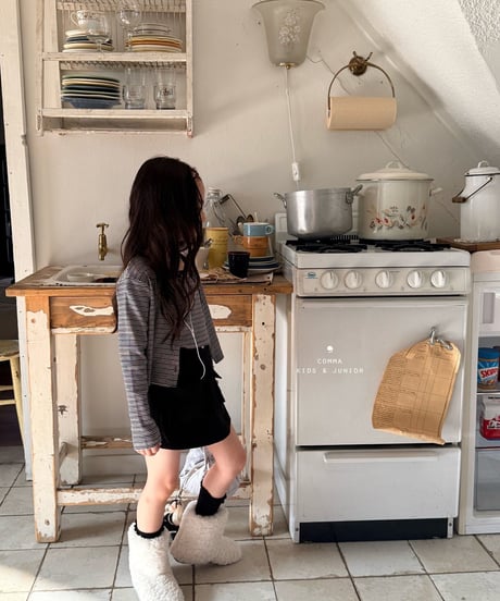 48[予約]COMMA striped tanktop＋cardigan set
