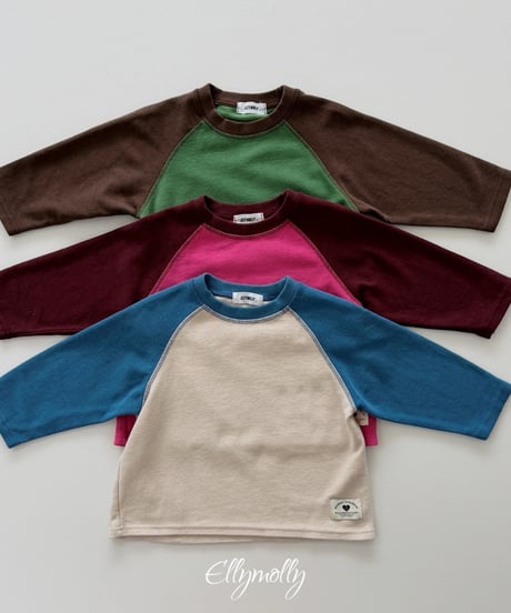 15[予約]ELLYMOLLY raon color block raglan t