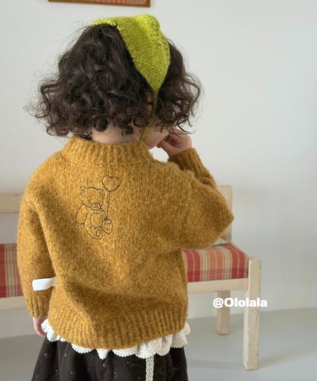33[予約]ololala teddy bear embroidery knit cardigan