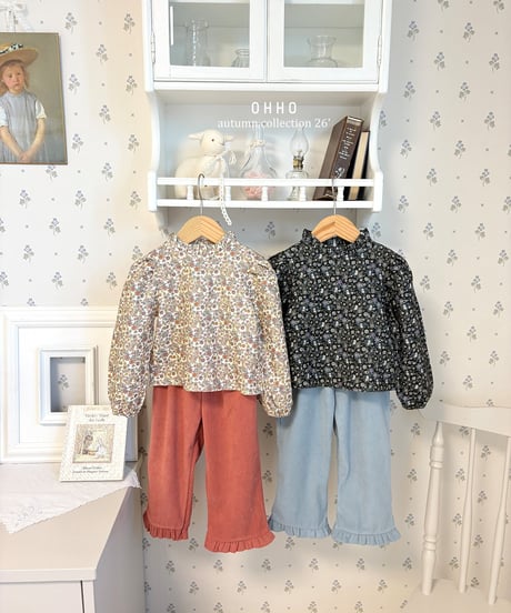 22[予約]ohho soft corduroy frill pants
