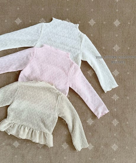 5[予約]melikey frill ribbon mesh t-shirt