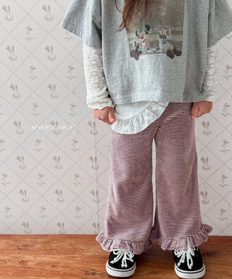 32[予約]poisson frill striped pants