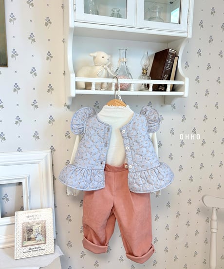 7[予約]ohho rose quilting frill vest