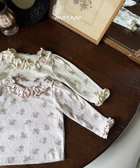 8[予約]marron rose eyelet t-shirt(XS-L)