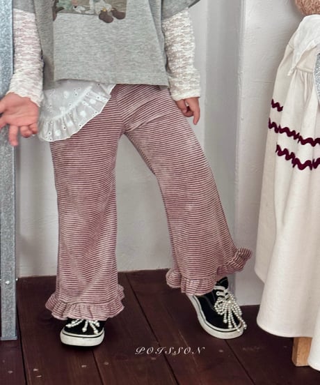 32[予約]poisson frill striped pants