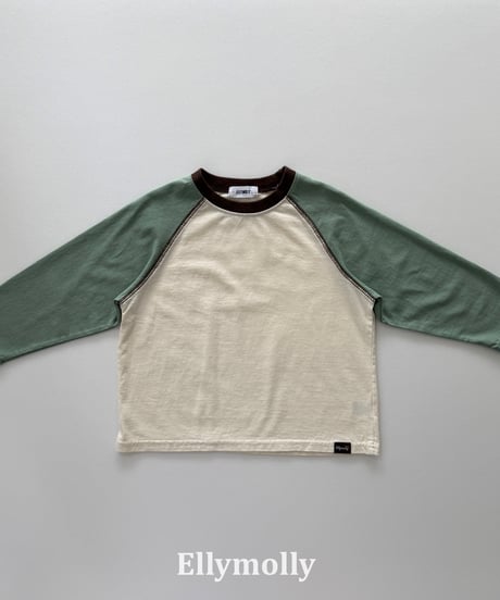 14[予約]ELLYMOLLY color block raglan t