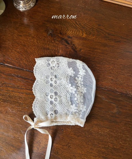 62[予約]marron lace bonnet